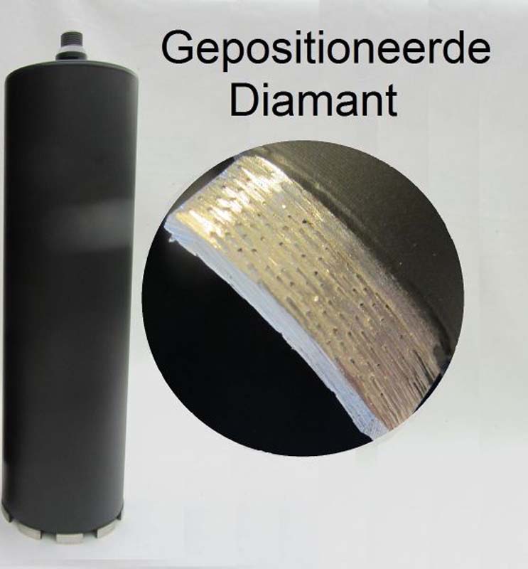 Diamantboor  dunwandig &frac12; inch aansluiting, Gepositioneerde diamantinleg