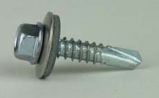 Zelfborende zeskantkraagbout + afdichtring Verzinkt