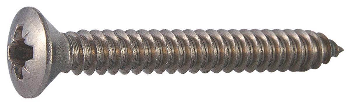 Plaatschroef bolverzonk.kop kruisgleuf, RVS A2