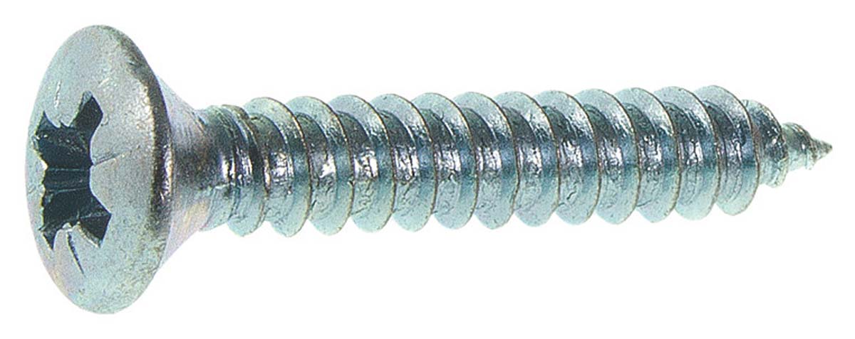 Plaatschroef bolverzonk.kop kruisgleuf, Verzinkt