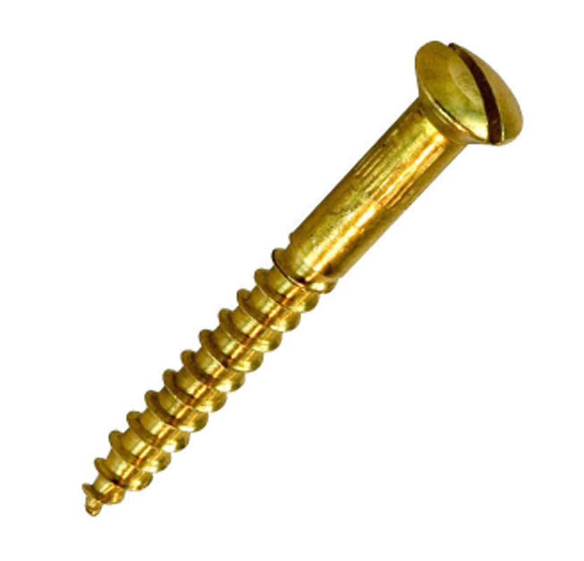 Houtschroef bolverzonkenkop zaaggleuf, Messing