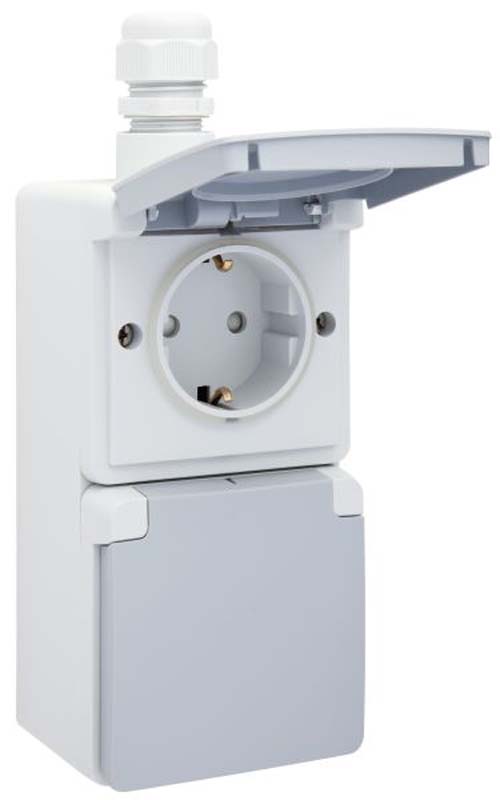 Wandcontactdoos, 2 voudig verticaal