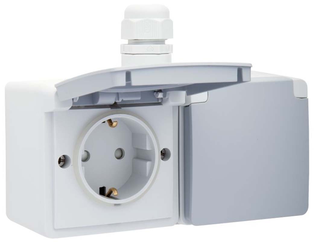 Wandcontactdoos, 2 voudig horizontaal