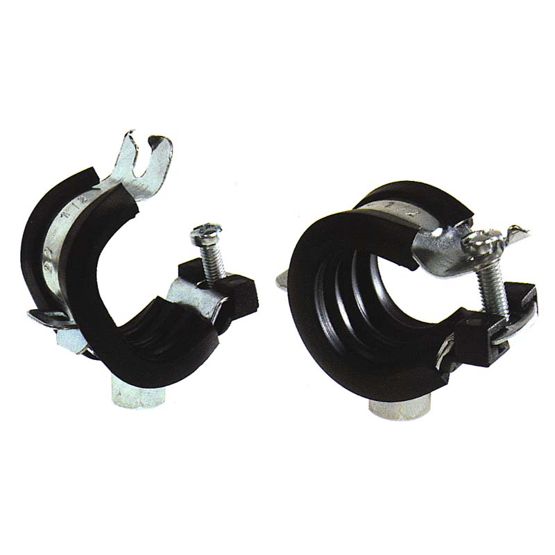 Pijpbeugel met rubber inlegring, Verzinkt