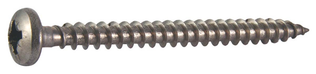 Spaanplaatschroef cilinderkop kruisgleuf, RVS A2