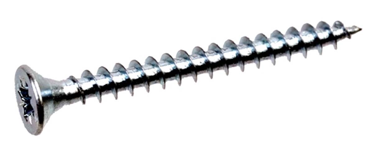 Spaanplaatschroef verz.kop voldraad kruisgleuf, Verzinkt