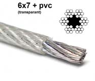 Staalkabel 6x7 PVC (transparant) staal-PVC