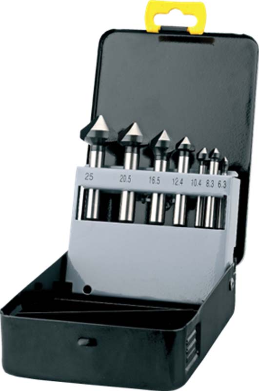 Verzinkboorset 7dlg 90 gr  3 snijkanten, HSS